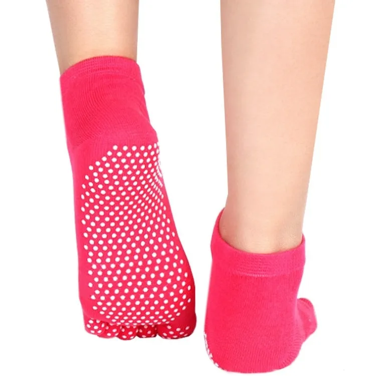 1 Pair Four Seasons Cotton Five-Toed Yoga Socks Silicone Non-Slip Five-Toed Socks(Black)