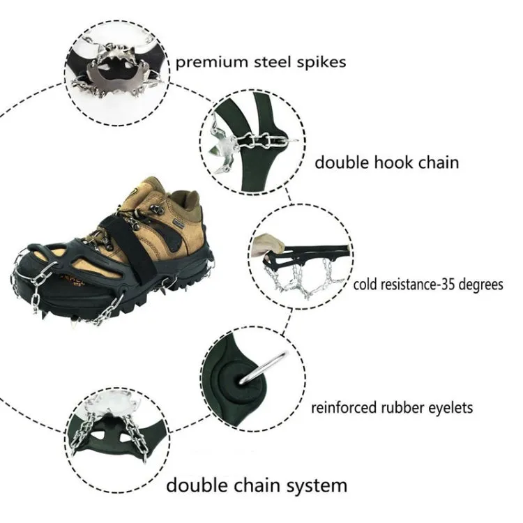 24 Teeth Outdoor Snow Anti-slip Ice Claws 201 Stainless Steel Anti-slip Shoe Cover, Size: M(Orange)