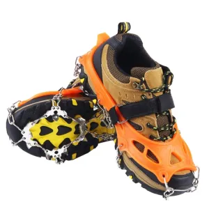 24 Teeth Outdoor Snow Anti-slip Ice Claws 201 Stainless Steel Anti-slip Shoe Cover, Size: M(Orange)