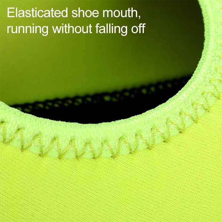 3mm Non-slip Rubber Embossing Texture Sole Solid Color Diving Shoes and Socks, One Pair, Size:M (Fluorescent Green)