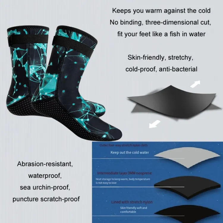 3mm Waterproof Long Beach Diving Socks Warm Non-slip Snorkeling Socks, Size: L(Blue)