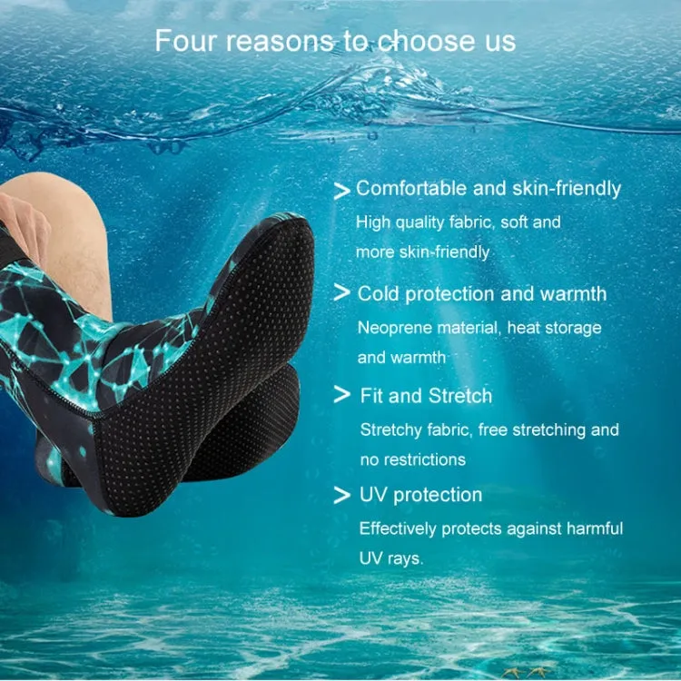 3mm Waterproof Long Beach Diving Socks Warm Non-slip Snorkeling Socks, Size: L(Blue)