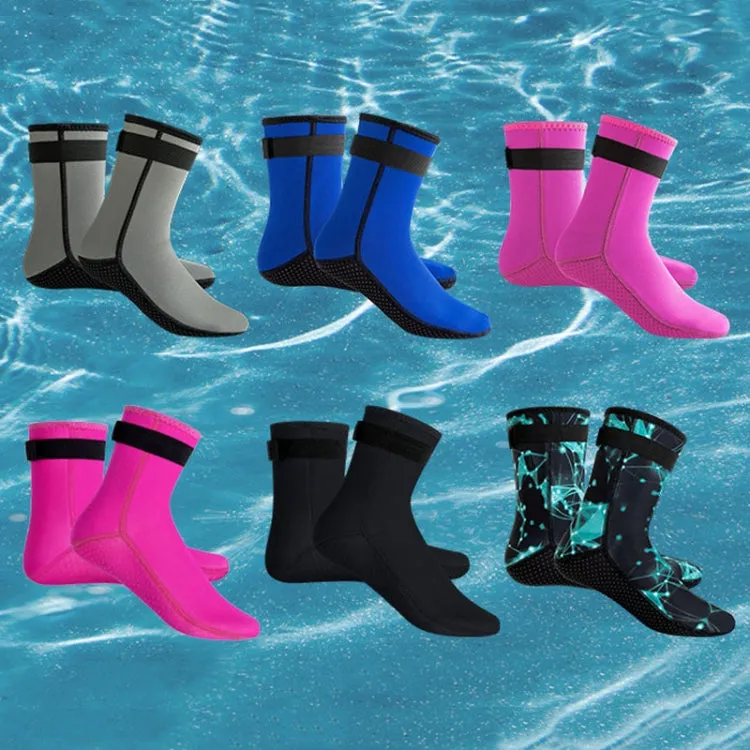 3mm Waterproof Long Beach Diving Socks Warm Non-slip Snorkeling Socks, Size: L(Blue)