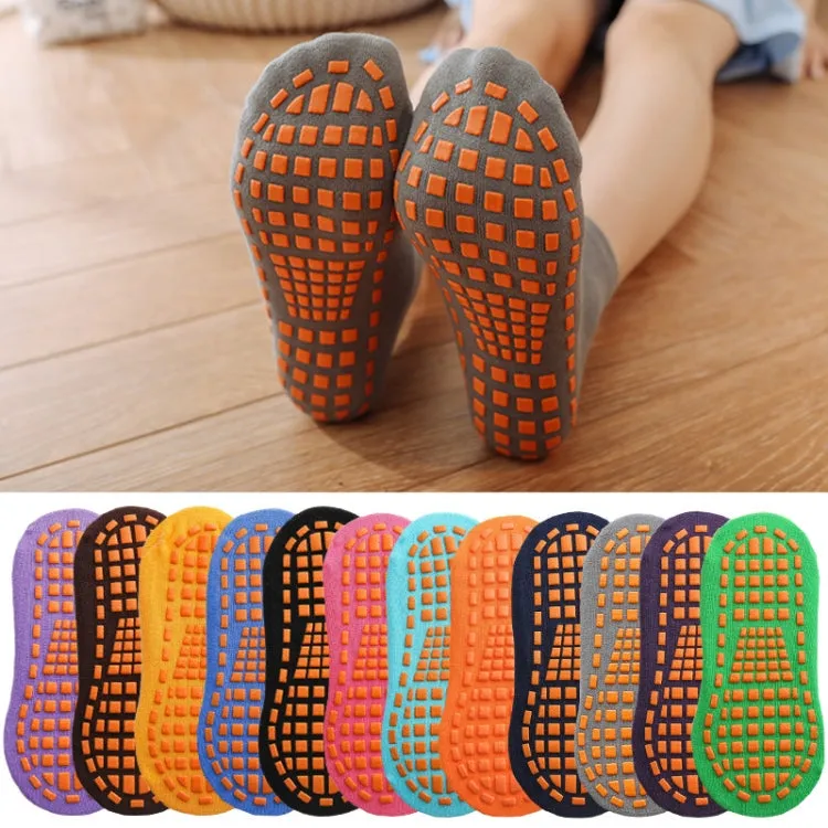 4pairs Trampoline Socks Dotted Rubber Non-slip Floor Socks Yoga Socks, Size:  5-12 Years Old(Grass -green)