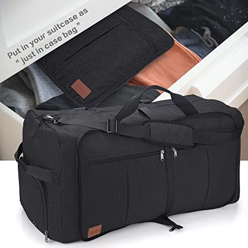 80L Large Duffle Bag for Travel, 26” Travel Duffel Bag with Shoe Compartment, Foldable Collapsible Overnight Bag Gym Bag Weekender Bag for Men Women, Waterproof & Tear Resistant (Black, 80L)