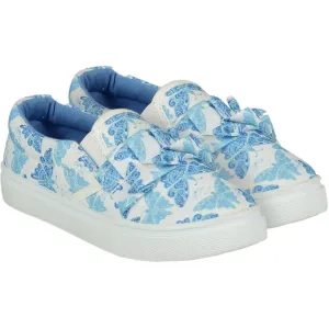 A DEE - Frilly Canvas Slip On Trainer - Light Blue