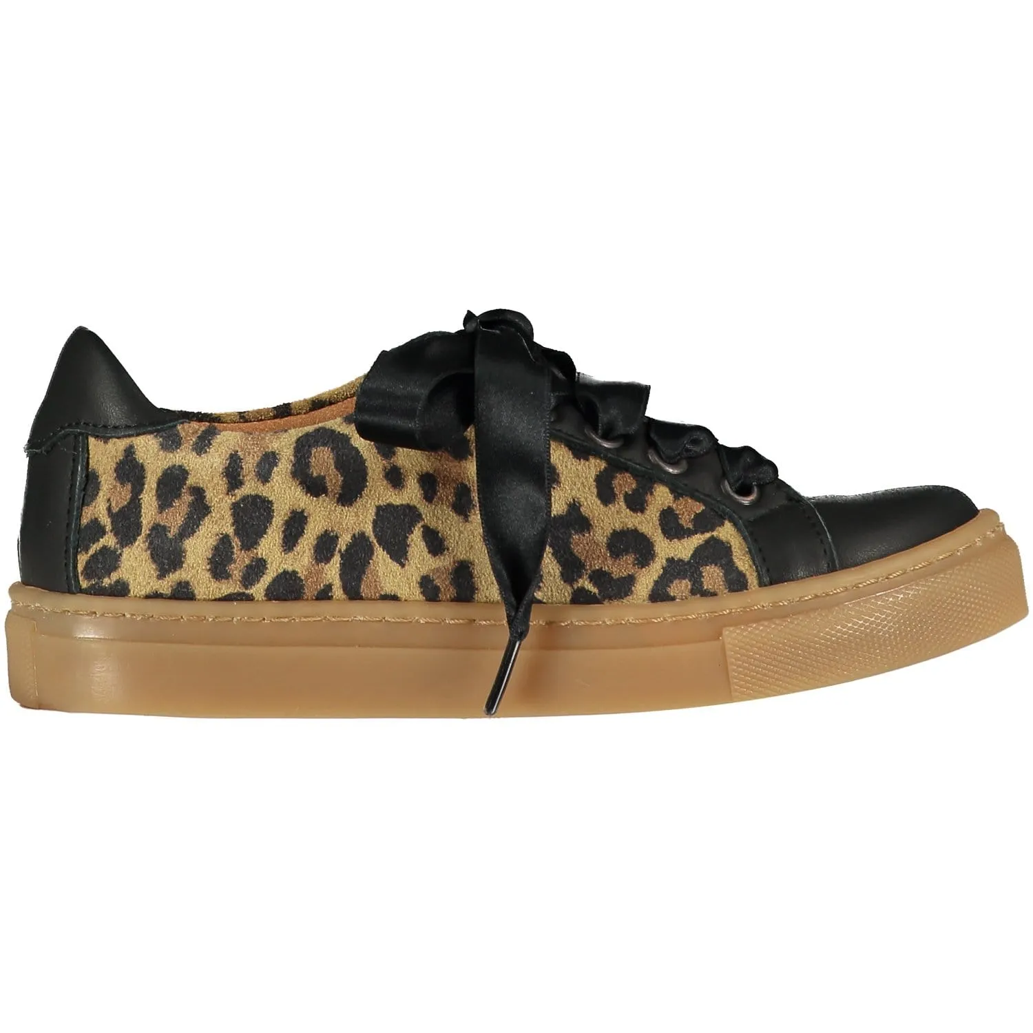 A DEE - Leather Leopard Print Trainer - Black