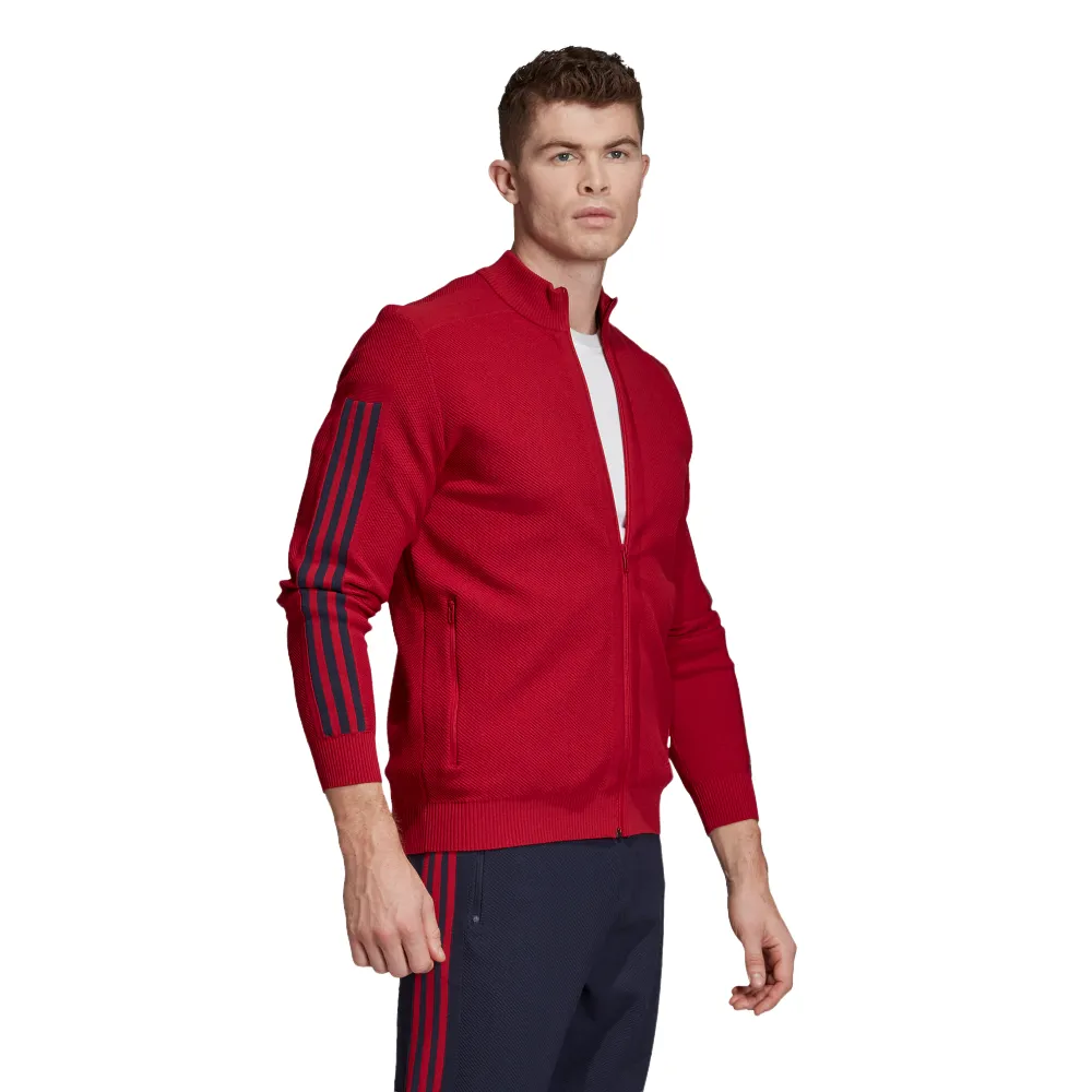 Adidas Mens Red/Blue Id Knit Track Comfy Casual Top Jumper