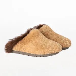 Alpaca Fur Sabo Shoe in color Vanilla