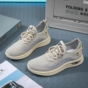 Amozae-2024 BKQU Newest Men Sports Shoes Flat Bottom Lightweight Slip On Soft Elastic Fly Mesh Breathable Male Sneakers Running