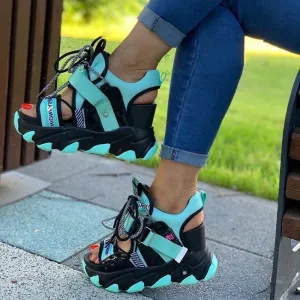 Amozae- Brand 2024 New Lady Platform Chunky Sandals Lace Up Buckle Punk  Cool Women's Sandals Open Toe Casual Summer Sports Shoes