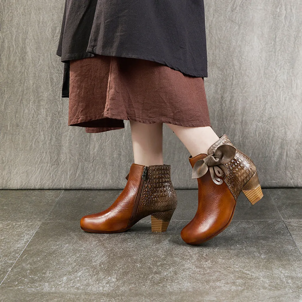 Autumn Winter Fashion Leather Handmade Short Women's Boots | Gift Shoes