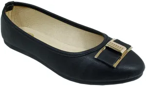 babe ladies ballerina shoes w/buckle - black Case of 18