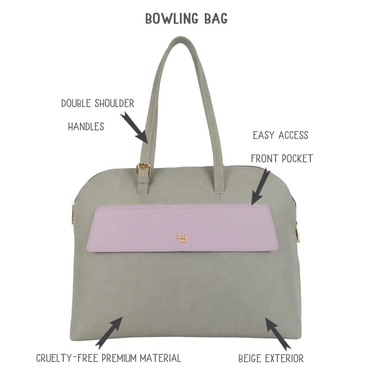 Baggit Women's Bowling Handbag - Extra Large (Beige)