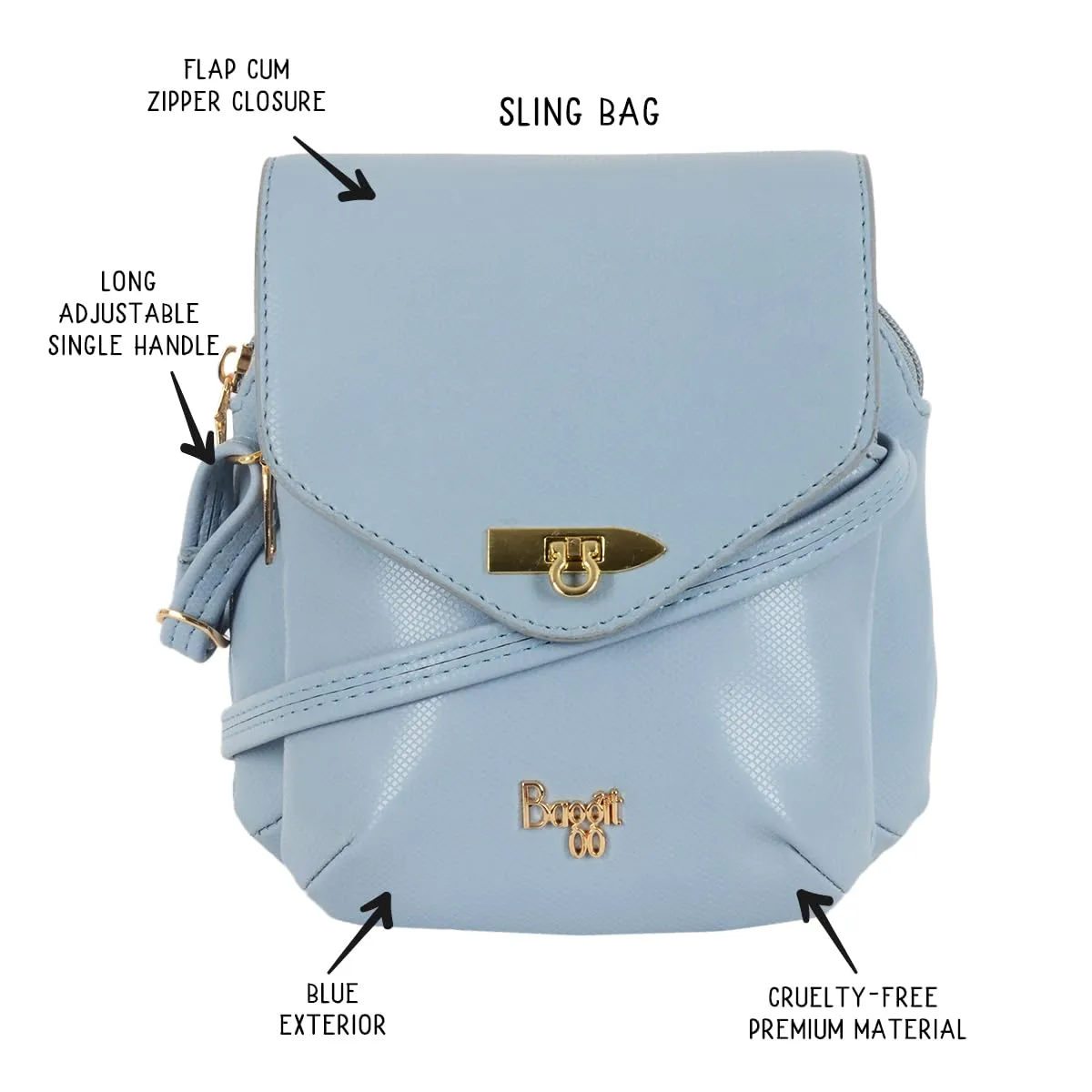 Baggit Women's Sling Bag  (Blue)