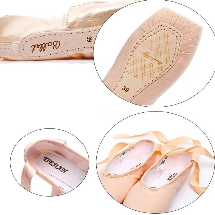 Ballet Lace Pointe Shoes Professional Flat Dance Shoes, Size: 40(Canvas   Silicone Case)