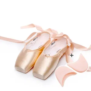 Ballet Lace Pointe Shoes Professional Flat Dance Shoes, Size: 42(Satin   Silicone Case)