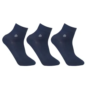 Bamboo Fiber Classic Ankle Socks (Navy) - Pack of 3