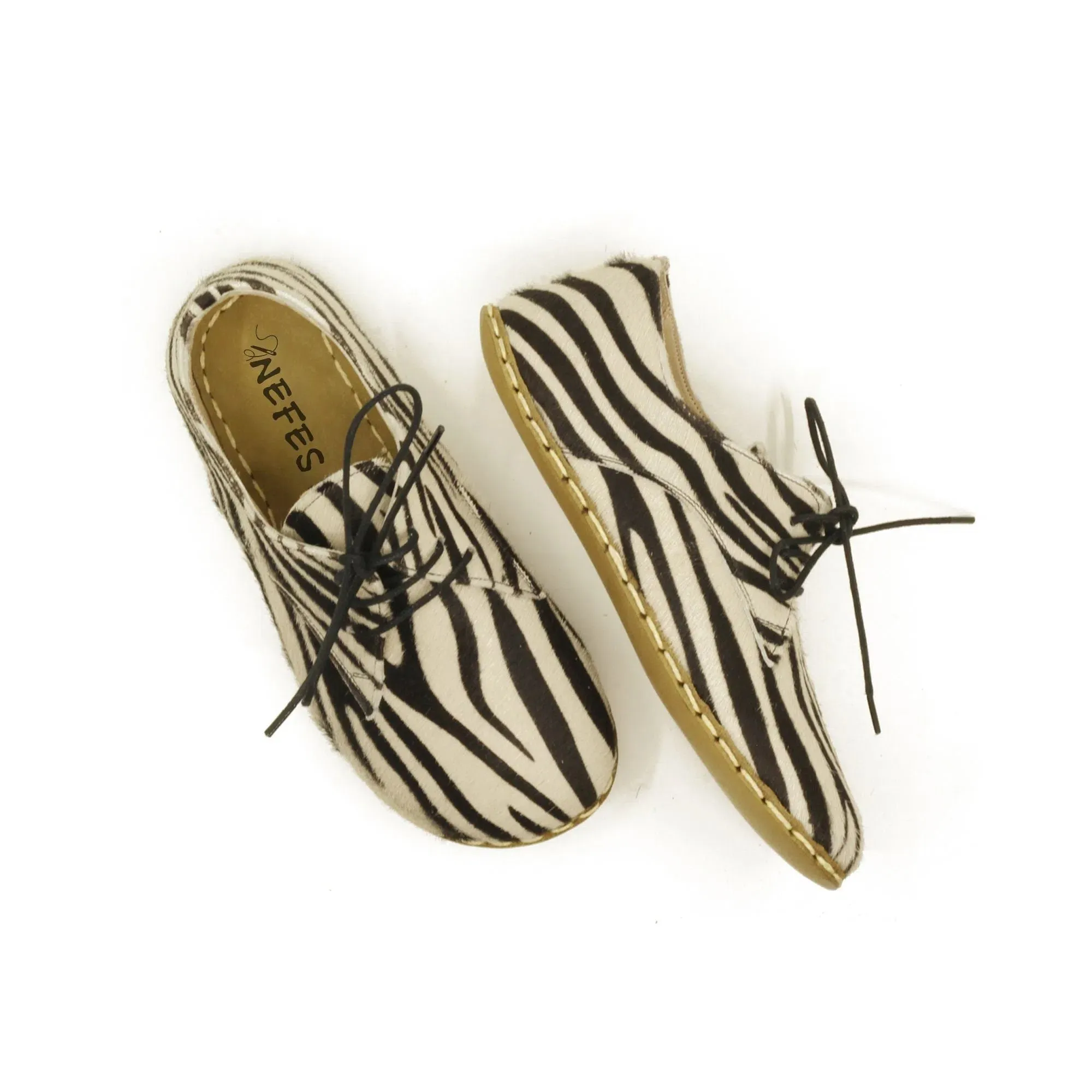 Barefoot Oxford Shoes Women - Laced Zebra