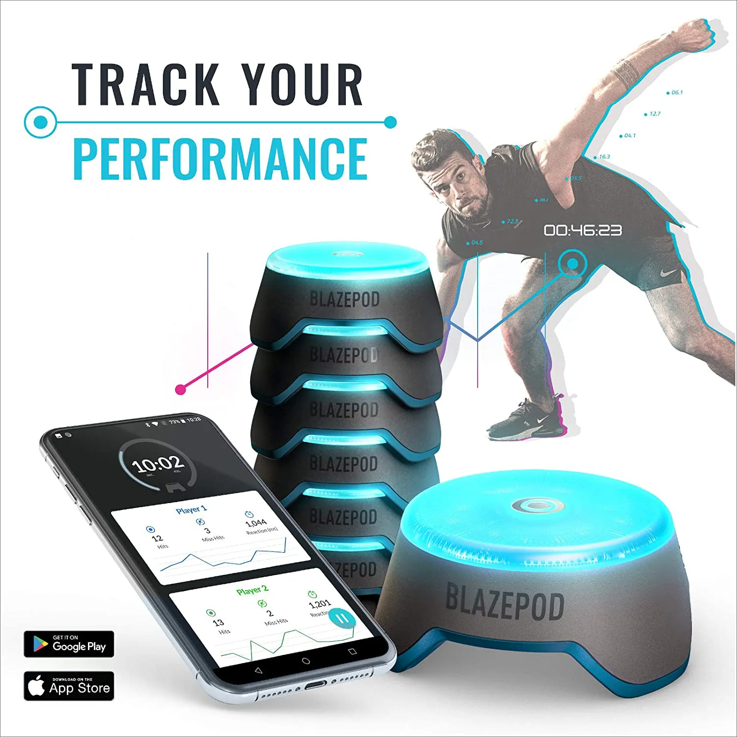 BlazePod Flash Reflex Lights and Reaction Training System, Challenging Activities to Improve Speed and Agility - for Athletes, Martial Arts, Soccer, Boxing, Basketball, Coaches and Trainer