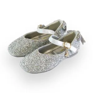 Bow Back Flat Shoes - Silver