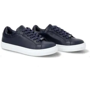 Boys Navy Leather Trainers