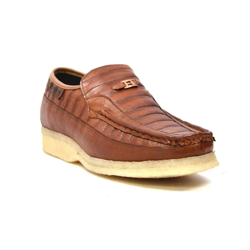 British Walkers Brick Men's Leather Crepe Sole Slip On Shoes