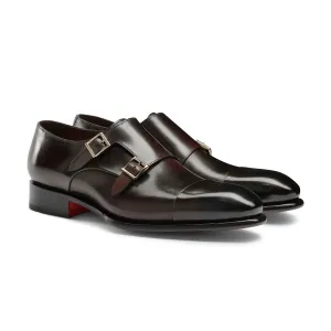 Brown Double-Buckle Leather Shoes