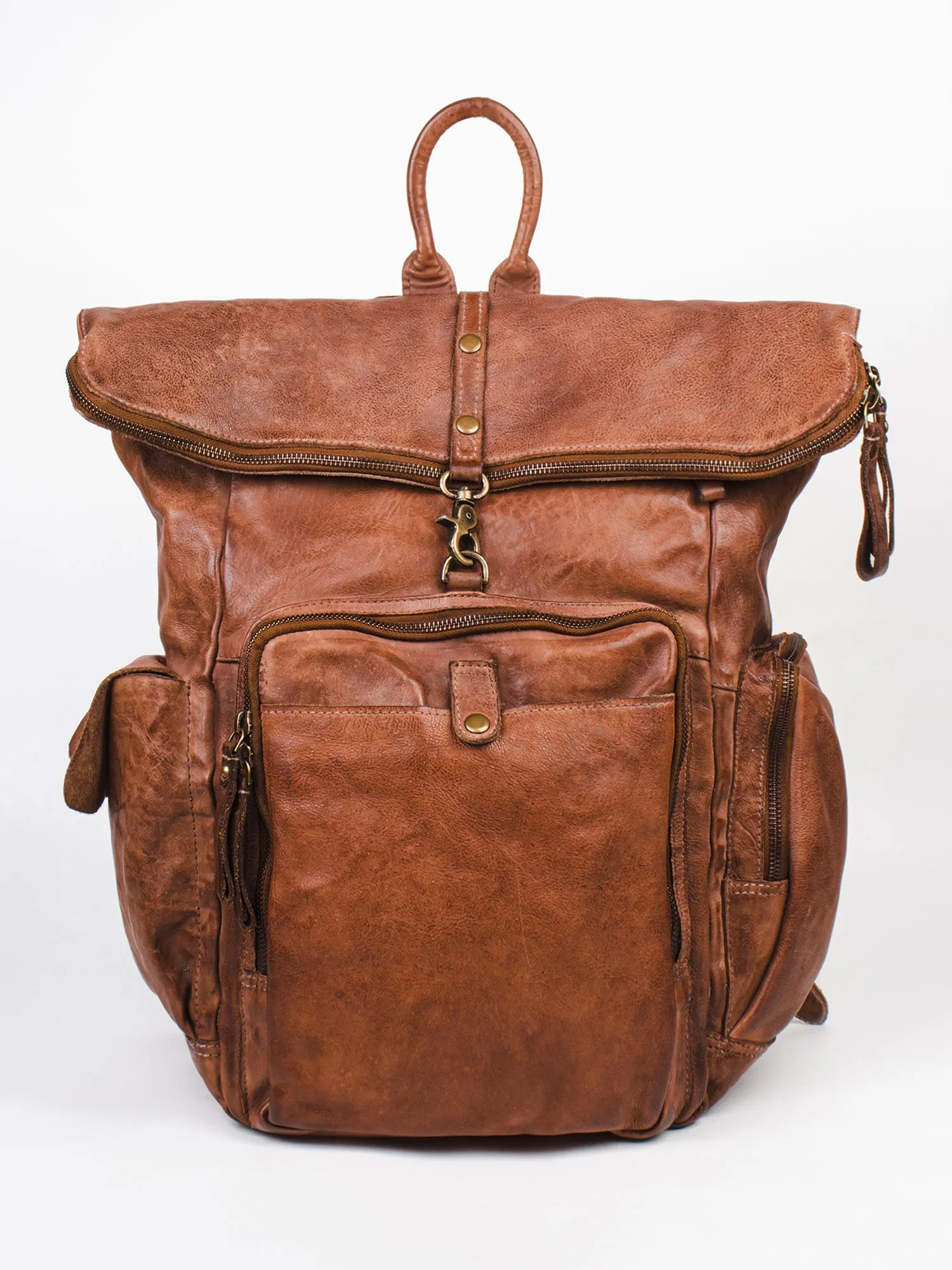 Brown Leather Backpack By Art N Vintage