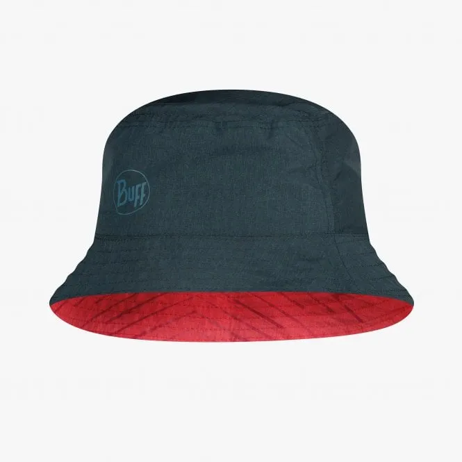 Buff Travel Bucket Hat - Red/Black- Grey