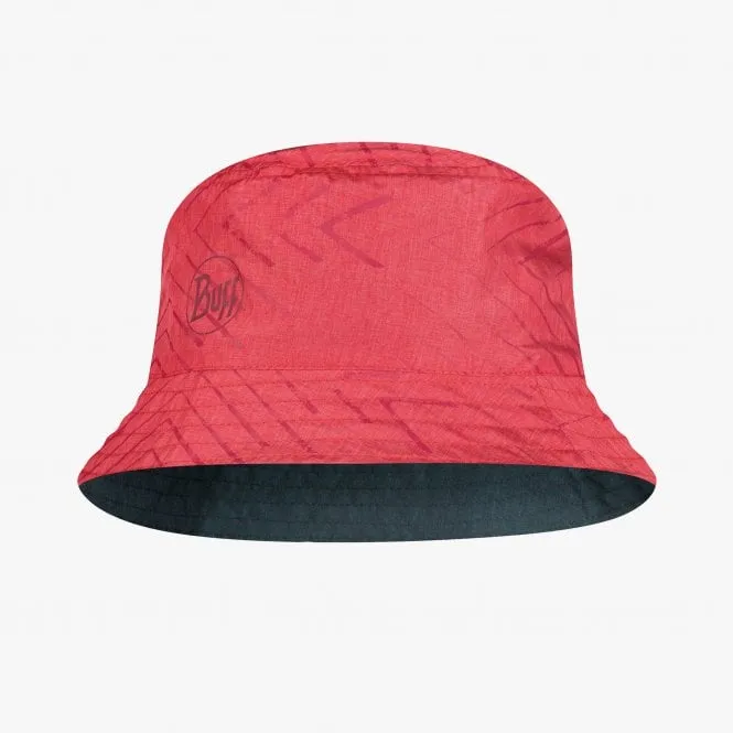 Buff Travel Bucket Hat - Red/Black- Grey