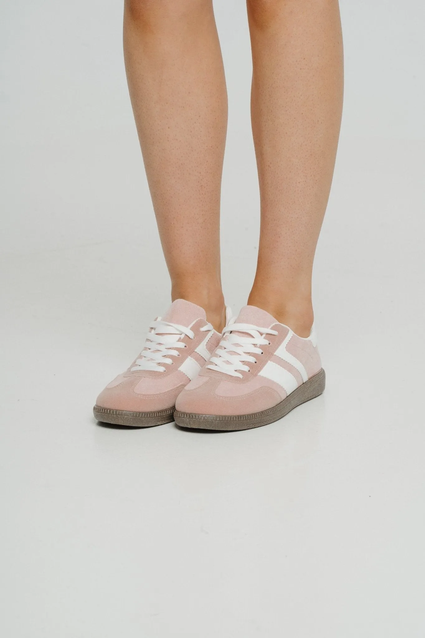 Cathy Stripe Trainer In Blush Pink