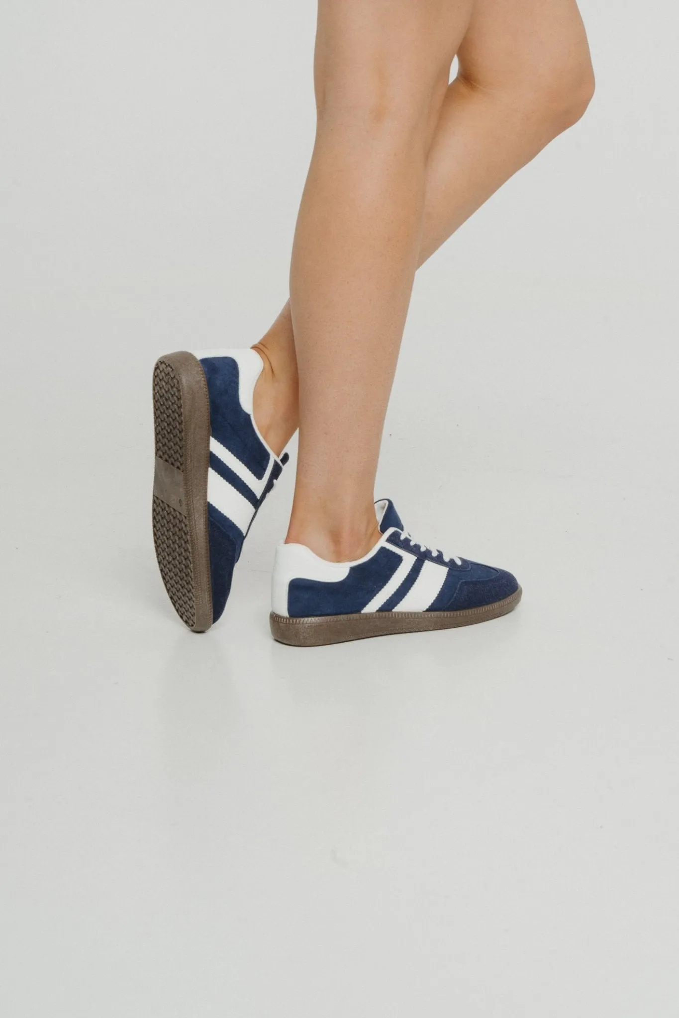 Cathy Stripe Trainer In Dark Navy