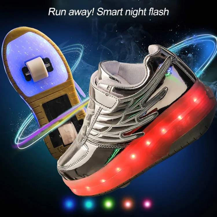 CD03 LED Double Wheel Wing Roller Skating Shoes, Size : 37(Gold)