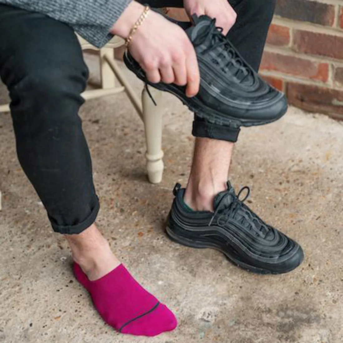 Cerise "No-Show" Bamboo Socks