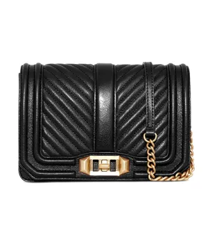 Chevron Quilted Small Love Crossbody Black