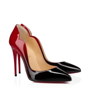 Christian Louboutin Hot Chick 100 Black Red Degrade Patent Leather Heels 40 UK 7