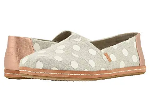 Classic Drizzle Grey Dots Felt on Leather Slip-Ons