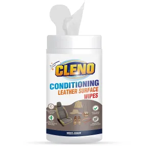 Cleno Conditioning Leather Surface Wet Wipes for Sofas/Bags/Leather Clothes/Car Seat/Leather Interior/Briefcases/Shoes/Handbags Restores Polish & Gives Shine - 50 Wipes (Ready to Use) (Pack of 3)