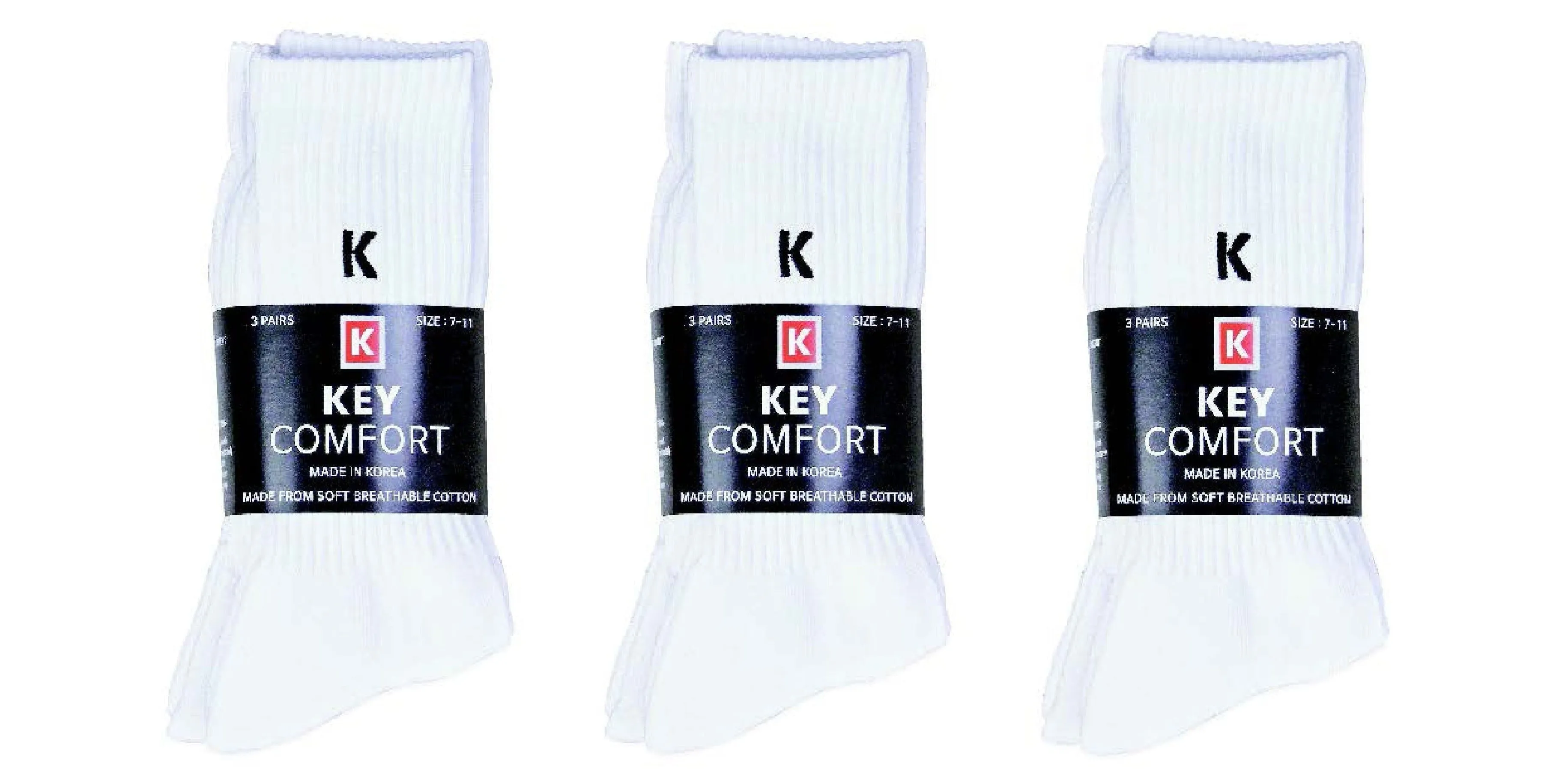 Comfort Crew Socks White - 3pcs (HO002544)