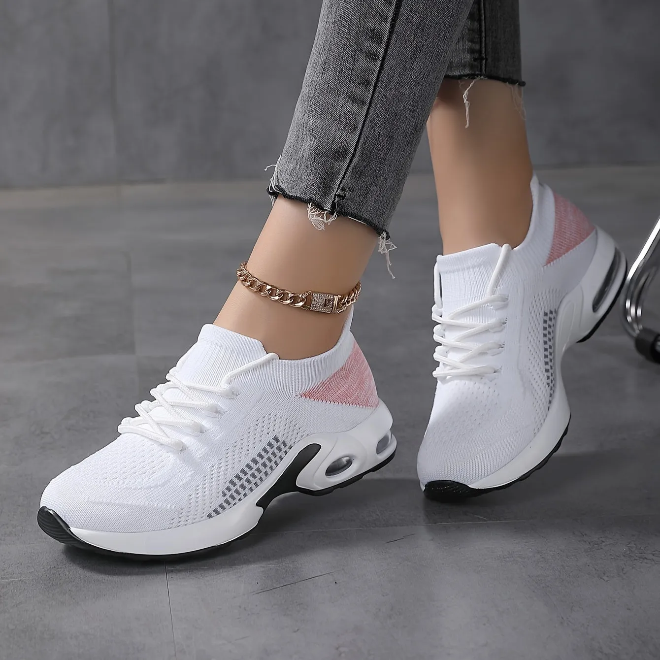 Comfy Womens Knit Sock Sneakers - Air-Cushioned Sole, Lightweight Fashion Sports Shoes for Running & Daily Wear