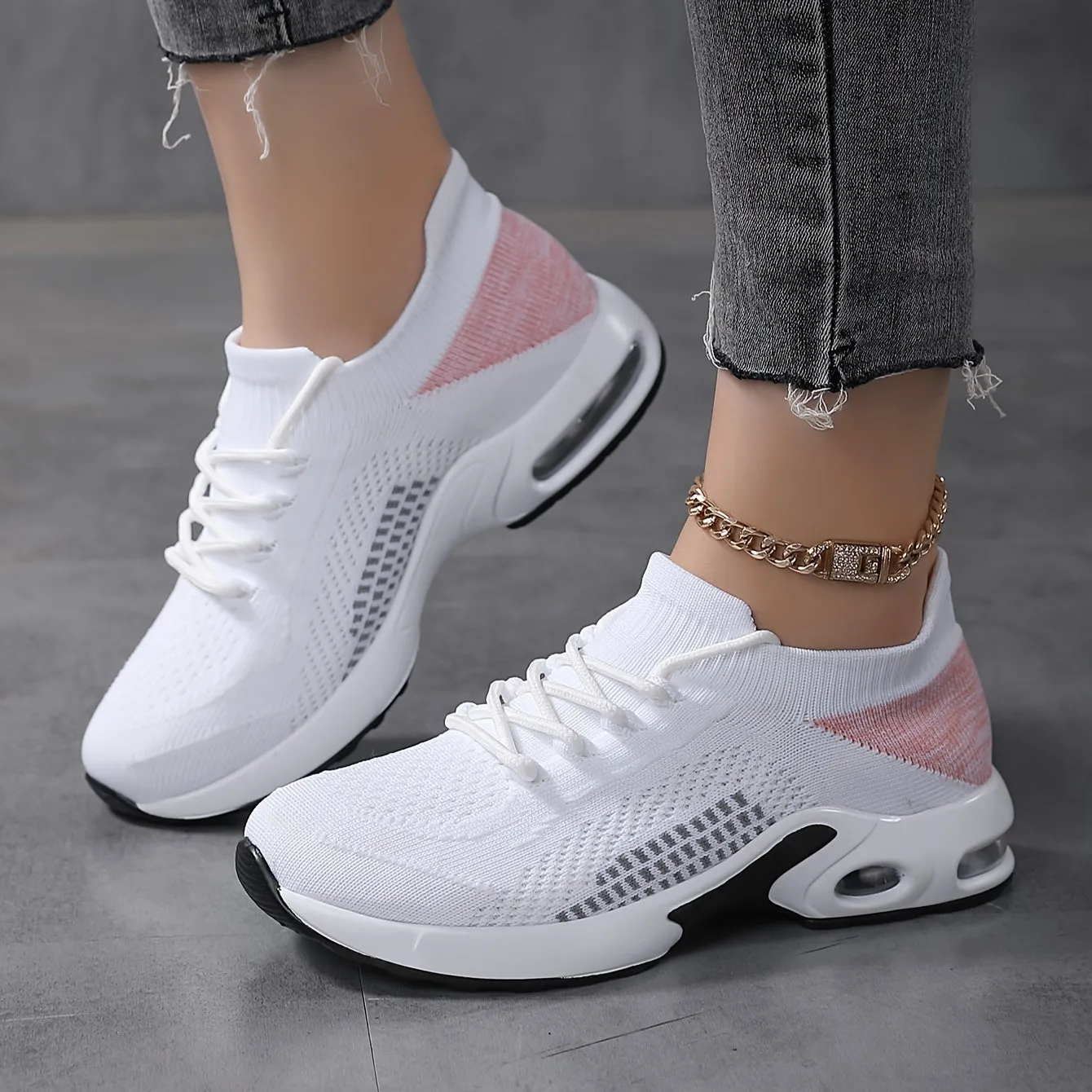 Comfy Womens Knit Sock Sneakers - Air-Cushioned Sole, Lightweight Fashion Sports Shoes for Running & Daily Wear