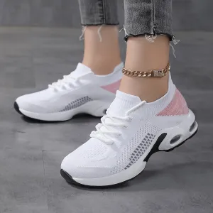 Comfy Womens Knit Sock Sneakers - Air-Cushioned Sole, Lightweight Fashion Sports Shoes for Running & Daily Wear