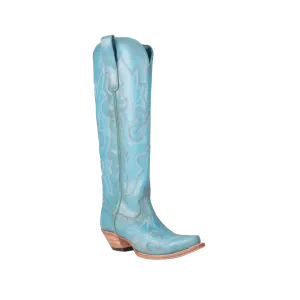 Corral Women's Embroidered Tall Top Snip Toe Blue Boots