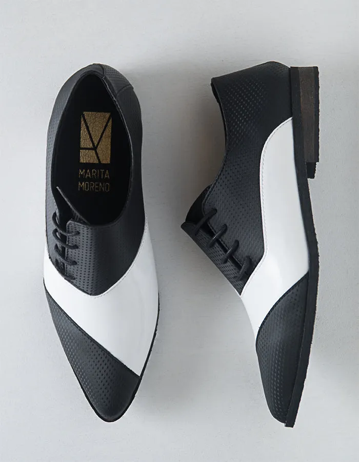 Dali Pointy Longwing Black & White Shoes