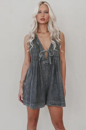 DEAL She's Got An Edge Washed Denim Romper