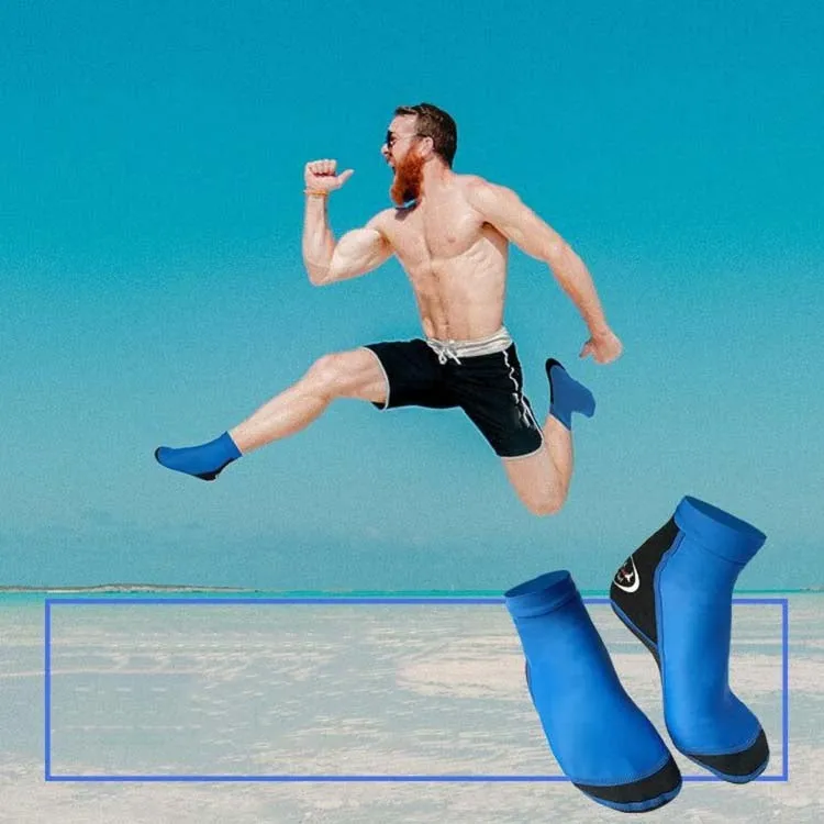 DIVE & SAIL 1.5mm Neoprene   Nylon Snorkeling Socks Diving Socks Anti-slip Anti-scratch Beach Socks, Size:S (33-35)(Men Blue)