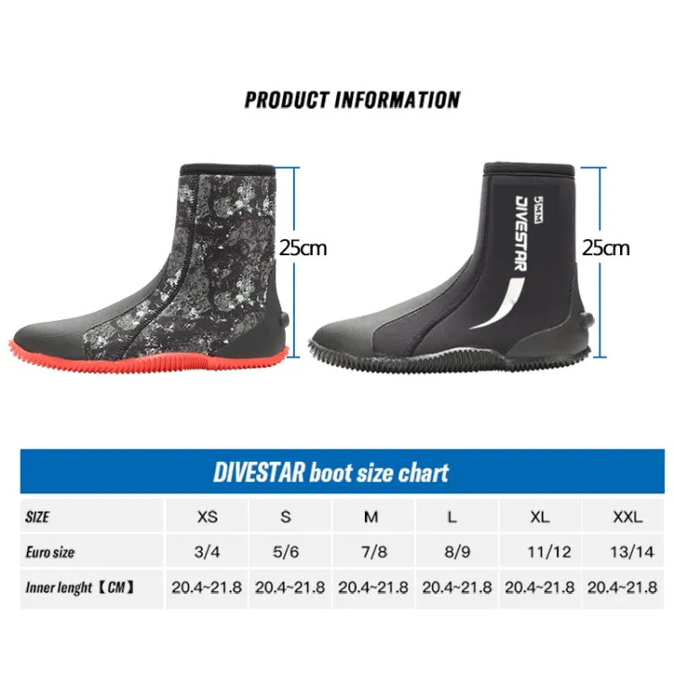 DIVESTAR 5mm Diving Boots Neoprene Shoes With Puncture Resistant Sole, Size: NO.7 (39)(Black)