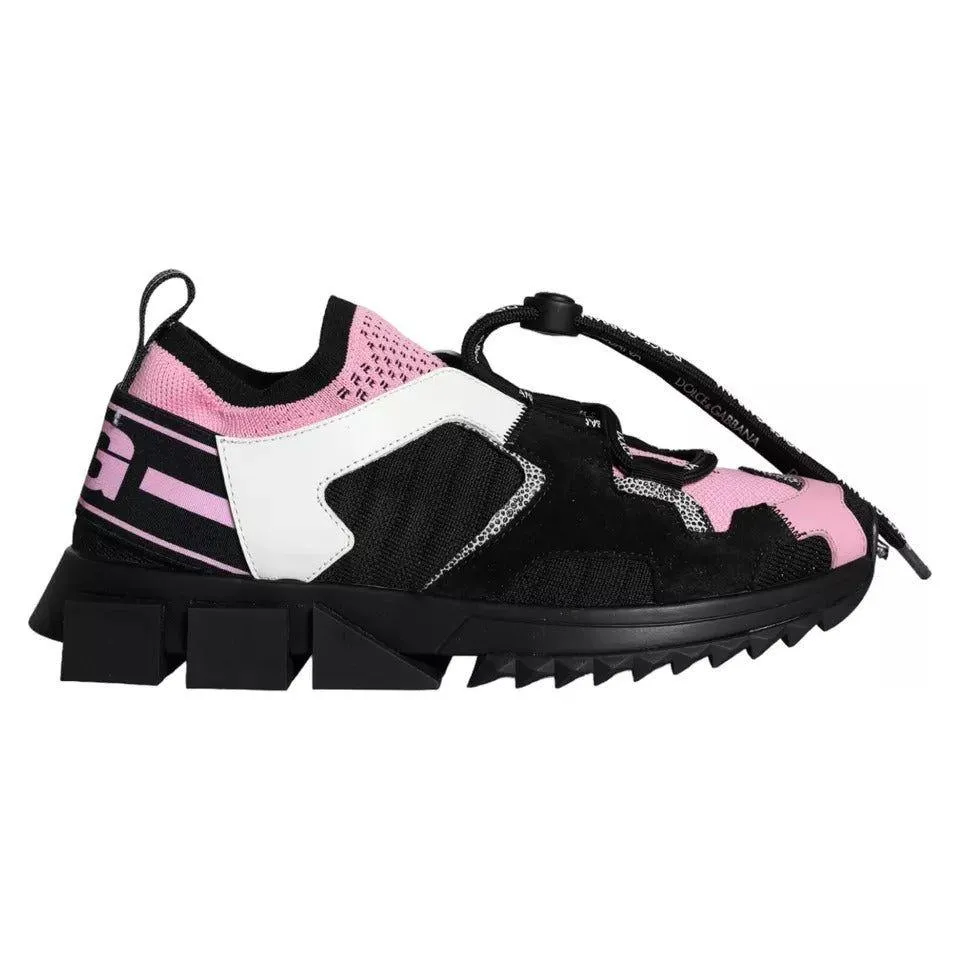 Dolce & Gabbana Black Pink Mesh Sorrento Trekking Sneakers Shoes