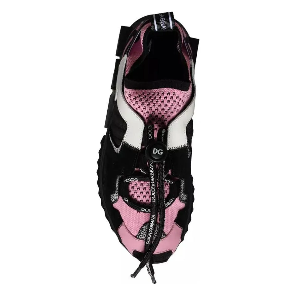 Dolce & Gabbana Black Pink Mesh Sorrento Trekking Sneakers Shoes